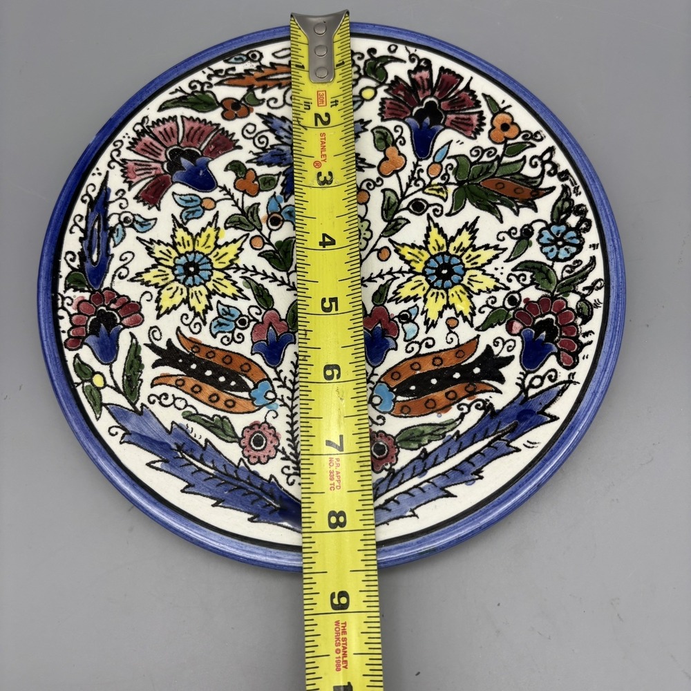Hand-Painted Floral Décor, 8.5" Diameter Plate Vintage Wall Plate Colorful - Picture 5 of 5